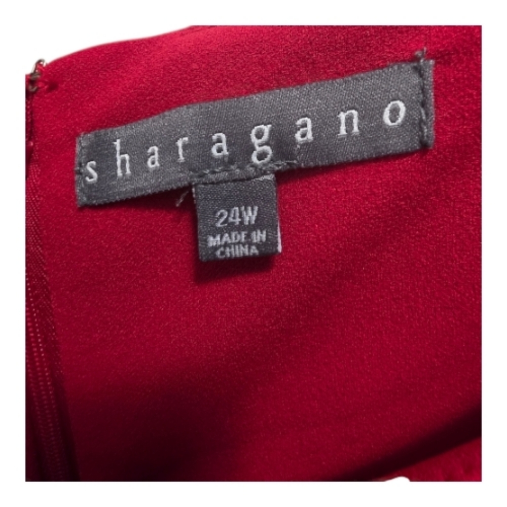 Sharagano Red Lace Sleeve Shift Dress Women Elegant Cocktail Party Dress, Sz 24W - Picture 7 of 8